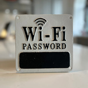 Wi-Fi password cast iron sign