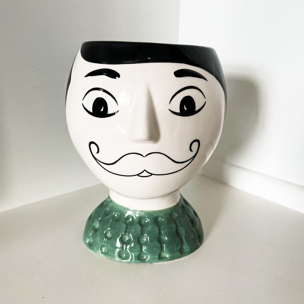 Doodle Man's Face Vase (with Moustache)